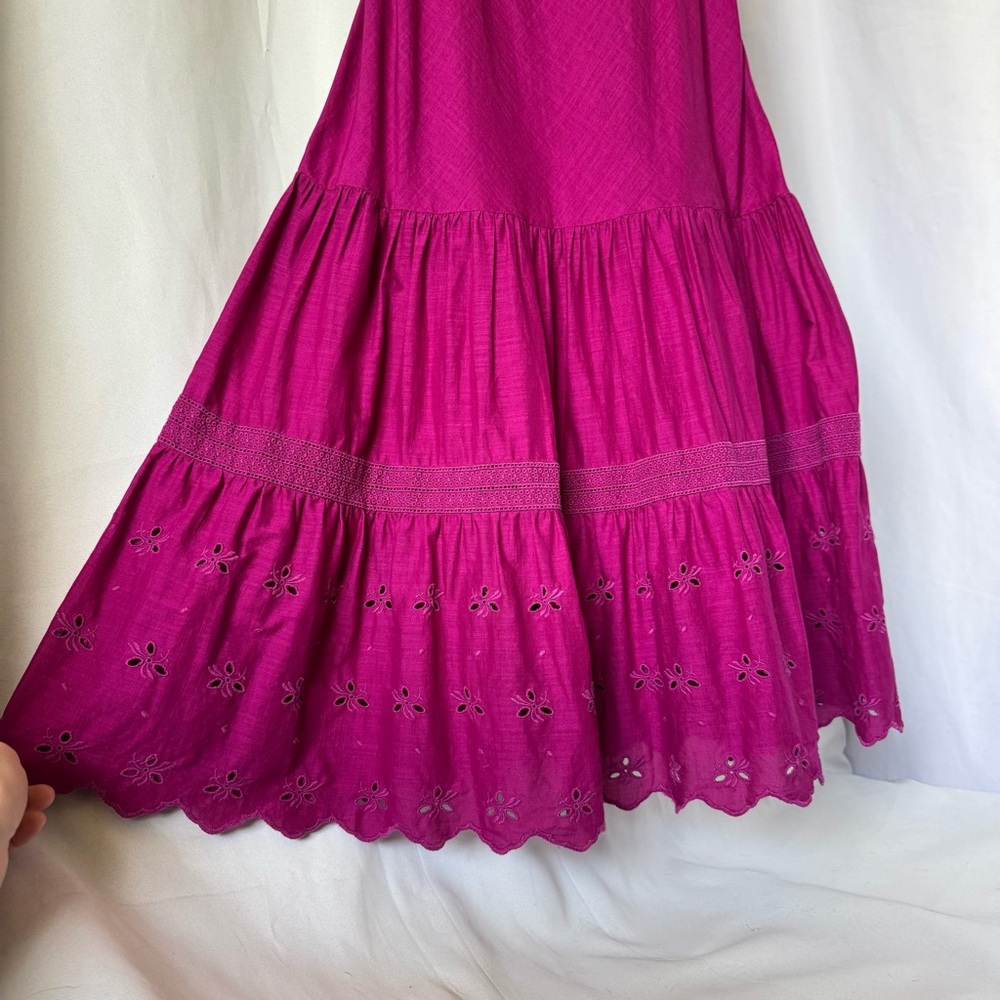 Vintage GAP pink fuschia Tiered Ruffle Eyelet Summer Dress sleeveless size 8 - Picture 4 of 14